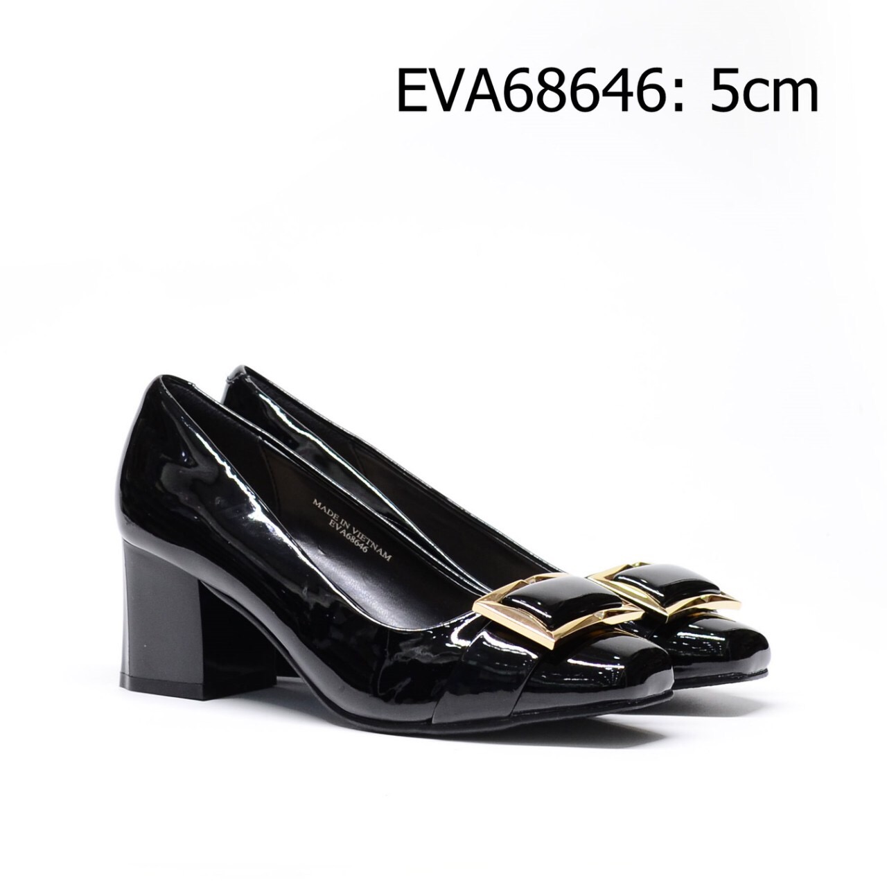 Giày công sở nữ EVA69646 da bóng sành điệu, phong cách phối nơ vuông mới